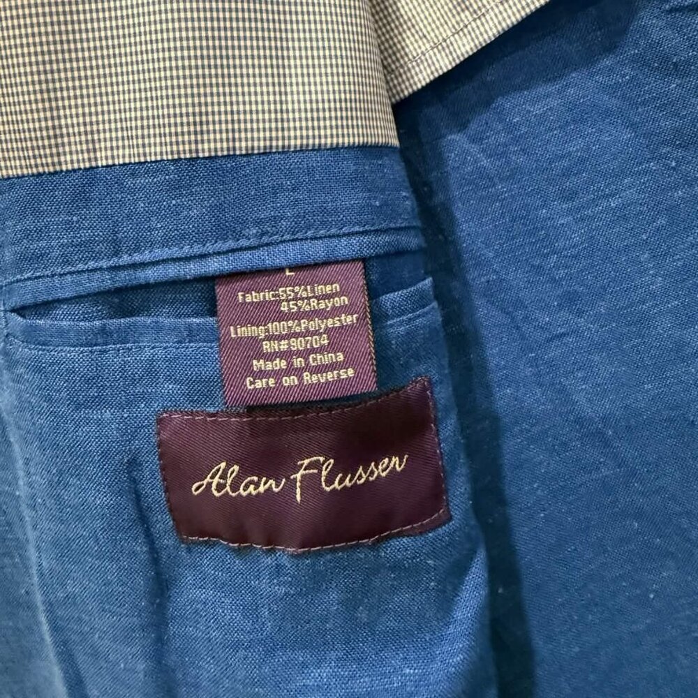 Alan Flusser Royal Blue Linen Blend Sport Coat - Picture 3 of 4